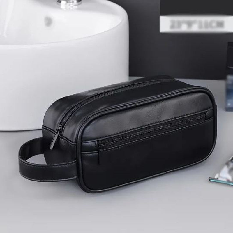 PU Leather Toiletry Bag Waterproof, Hanging Washbag for Travel, Essential Toiletries Organizer.