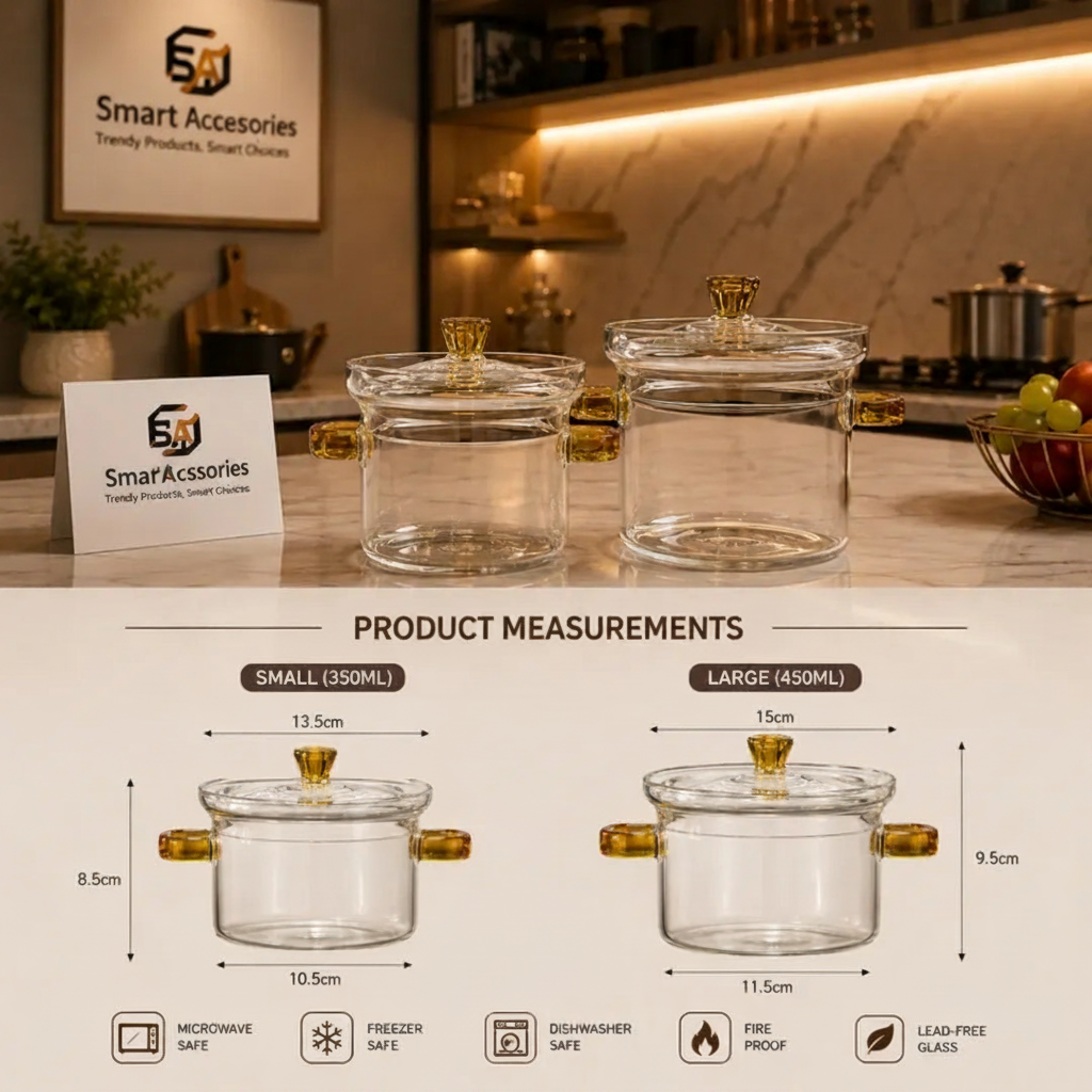 Luxury Amber Handle Glass Cooking