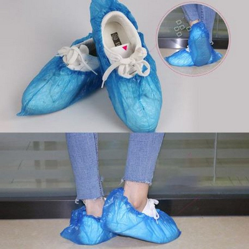 Disposable Waterproof Plastic Shoe Covers - 50 Pairs (Pack of 100 Pieces)