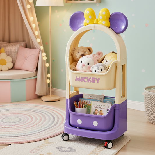 Multi-Layer Disney Mickey & Friends toy Storage Organizer Purple & Cream (2 Layer)