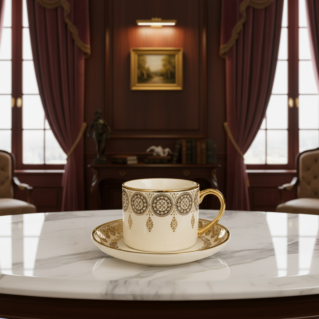 6-Pieces Luxurious Stone Style Cup & Saucer Set