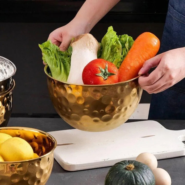Golden Hammered Stainless Steel Bowl
