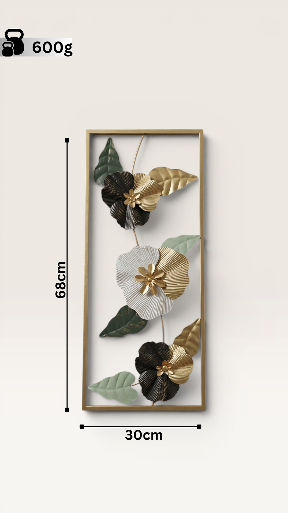 Elegant Luxury Wall Mounted 3D Floral Decor Art With Golden Frame