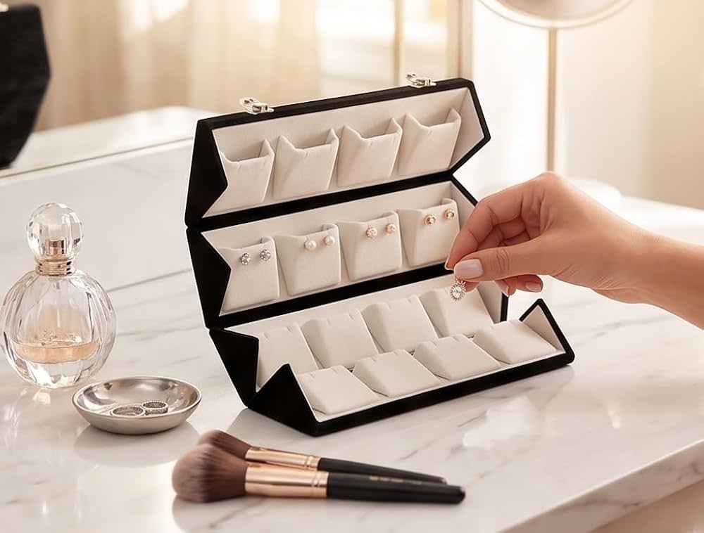 Portable Step Style Foldable Earrings Organizer Box