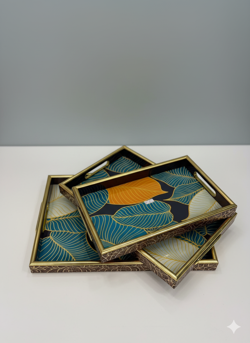 Luxurious 3-Piece Serving Tray Set