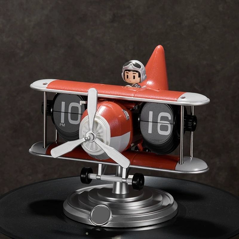 Creative Vintage Aircraft Flip Desk Clock For Office & Home