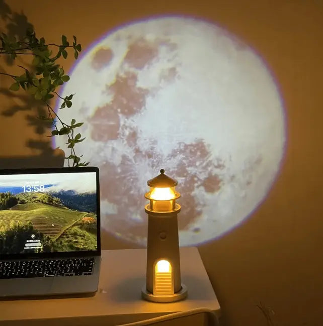 Lighthouse Moon Projection Night Light with Remote