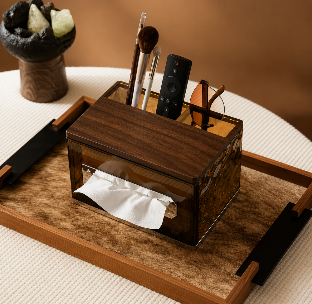 Glacier Pattern Remote Control & Tissue Organizer Box