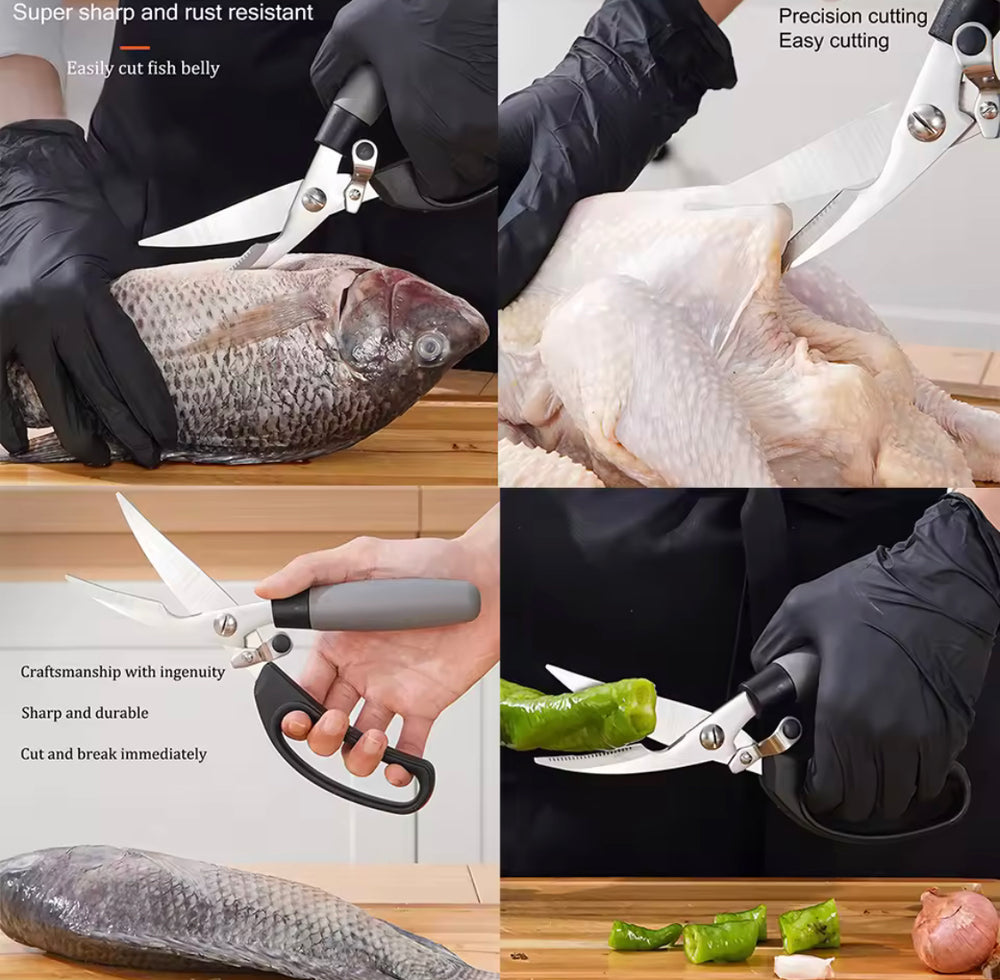 Effort Saving Spring Kitchen Shears, Multifunctional Meat Scissors