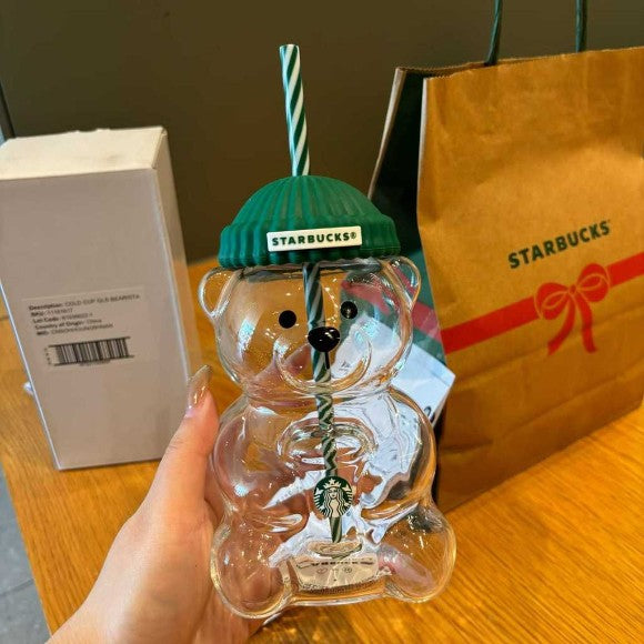 Bear Shaped Starbucks Bearista Cold Cup 20oz glass tumbler