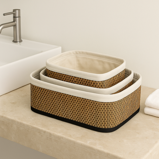 3-Piece Multipurpose Storage Bamboo Basket Set