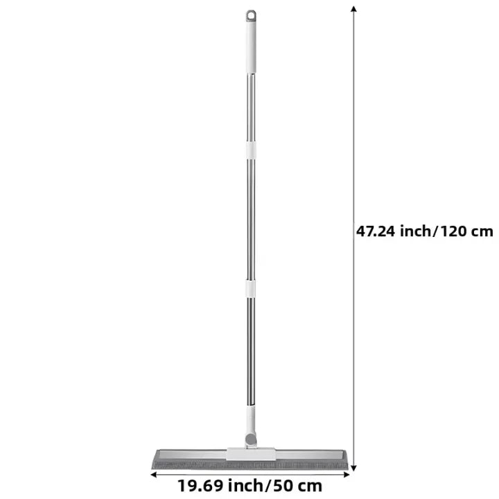 2-In-1 Adjustable Floor Squeegee & Rubber Broom with 180° Pivoting Head
