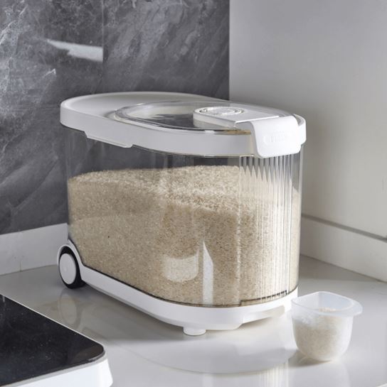 Sealed Rice Storage Container with Wheels and Measuring Cup (9KG)