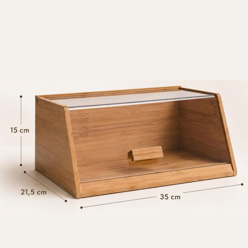 Wooden Countertop Bread Organizer Acrylic Lid