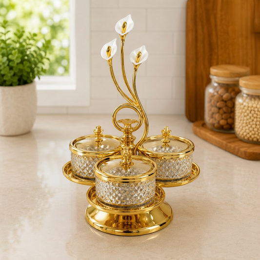 Elegant Luxury Gold Condiment Serving Set
