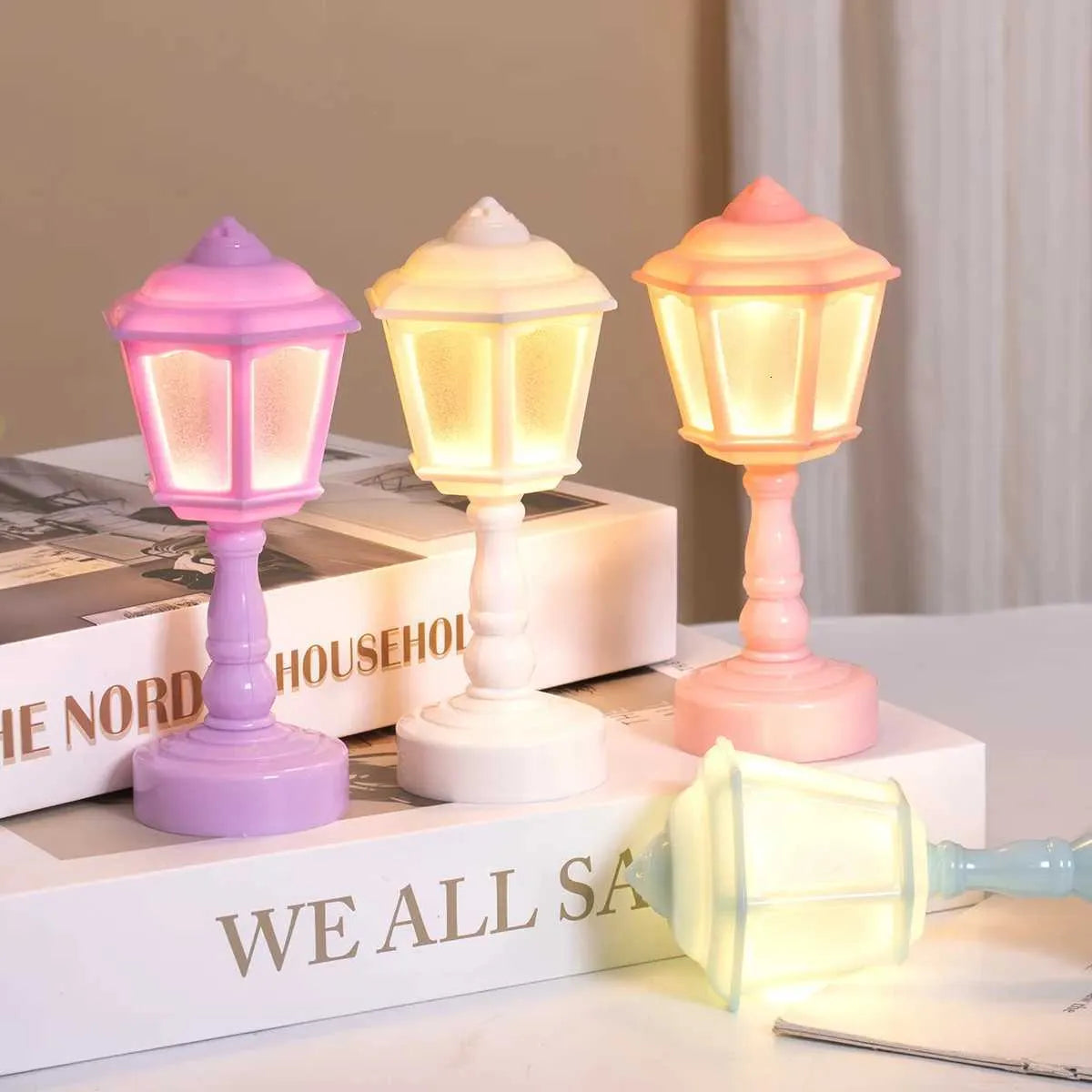 Pagoda Bud Button Battery LED Table Lamps