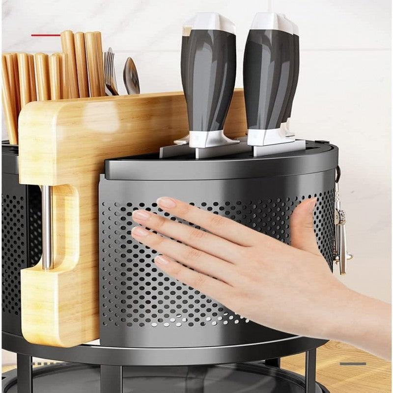 360° Rotating Storage Rack Kitchen Cutlery Organizer