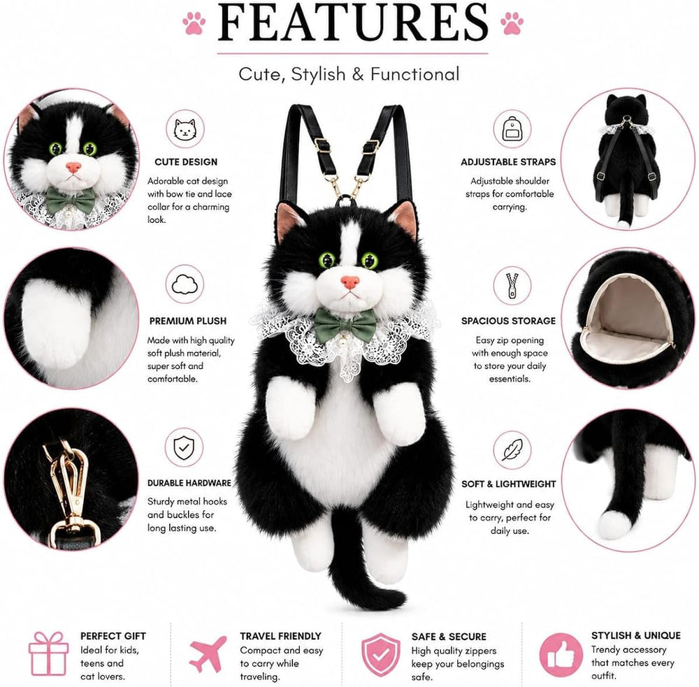Kawaii Cute Cat Plush Stuffed Backpack