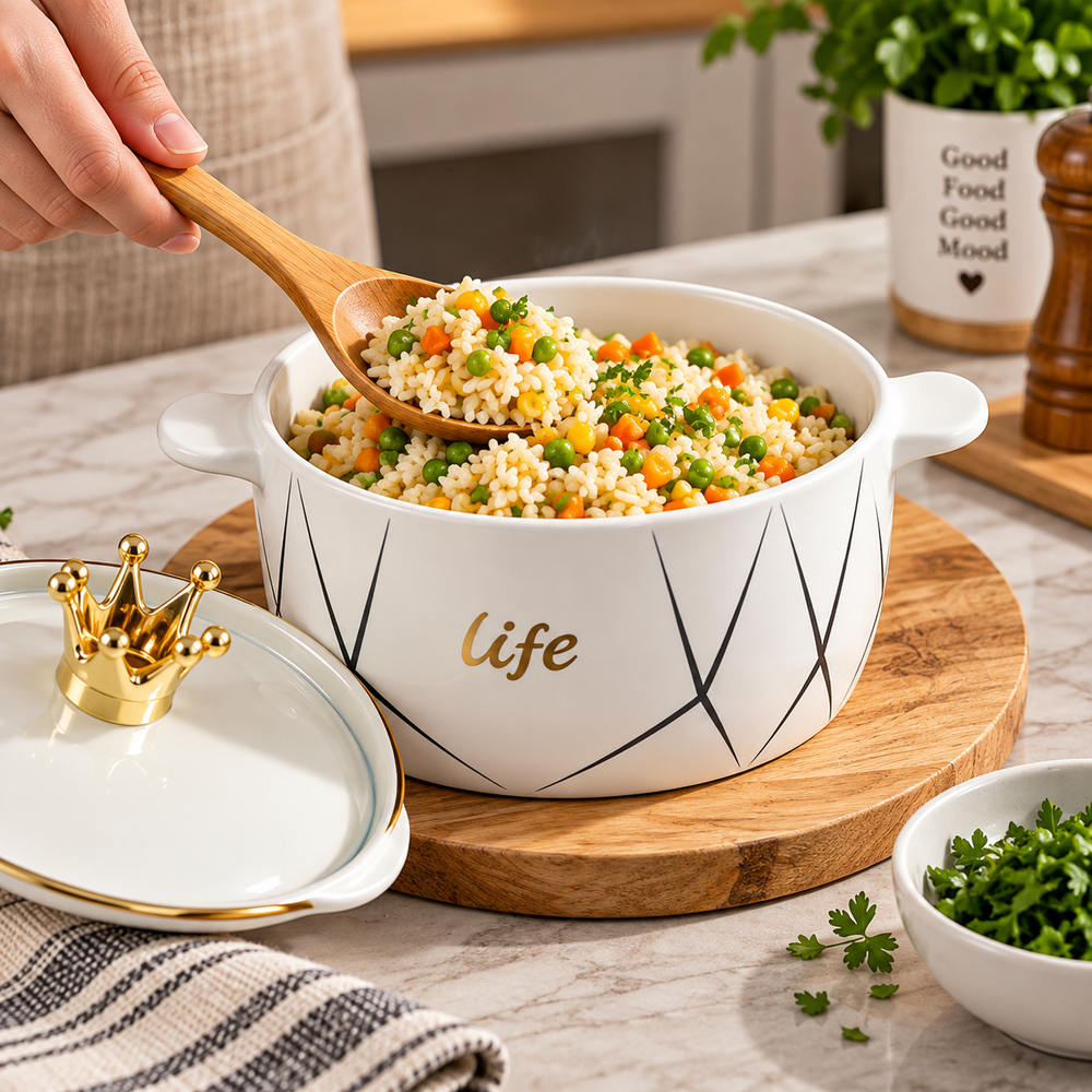 Royal Crown Ceramic Cooking Pot, Luxury Crown Lid Ceramic Pot