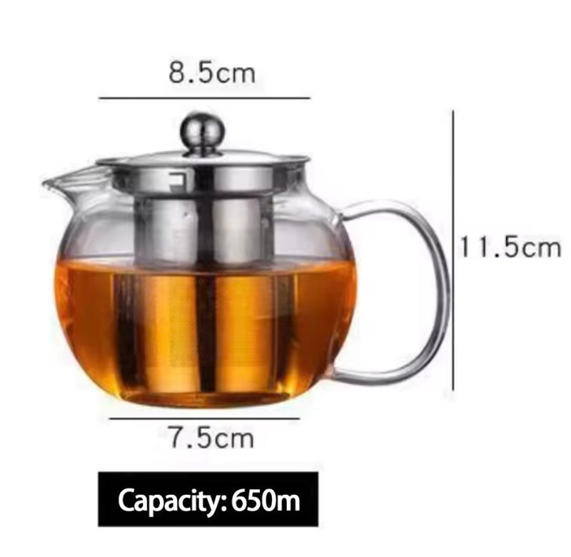 Stainless Steel Infuser Glass Tea Pot