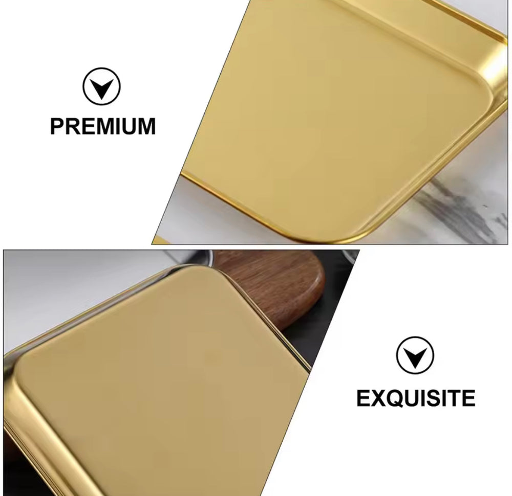 Luxury Square Stainless Steel Serving Tray