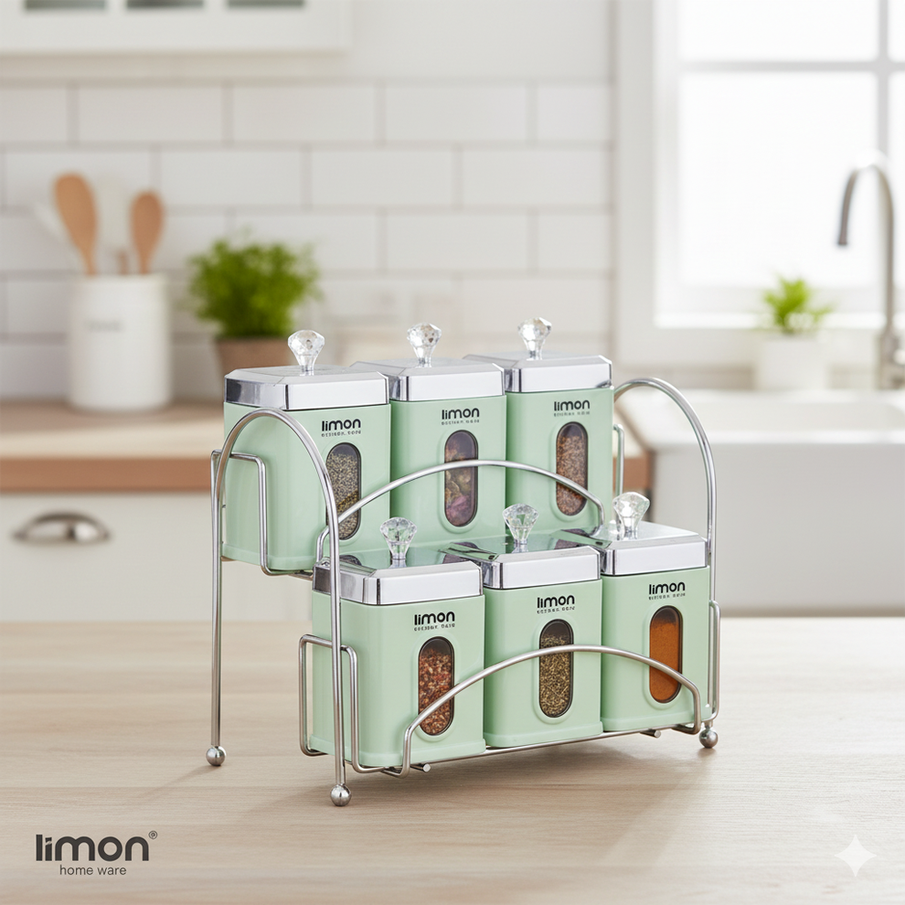 Limon Airtight Spice Jar Set with Rack