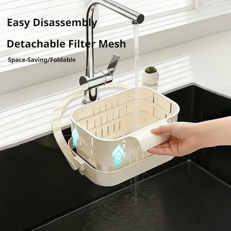 Adjustable Draining Expandable Sink Caddy Organizer with Foldable Handle