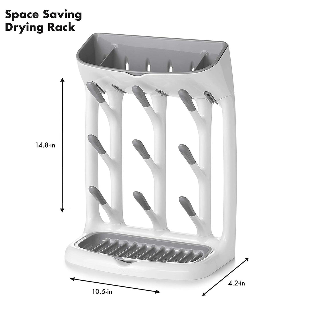 OXO Tot Space-Saving Baby Bottle Drying Rack, Compact Dish Drying Rack with Removable Trays