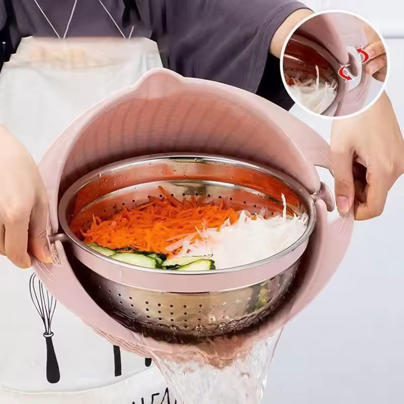 Multifunctional Stainless Steel Stainer & Drain Basket Bowl Set