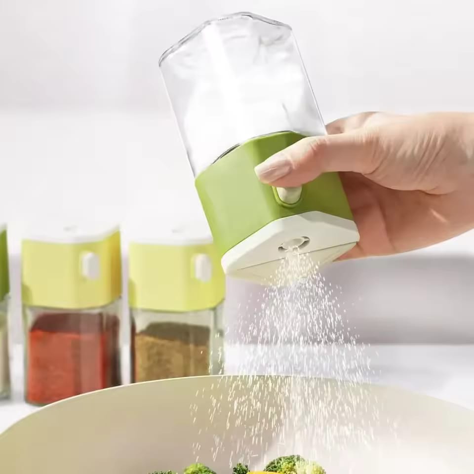 Dual Purpose Salt & Pepper Spice Bottle Glass Seasoning Jar