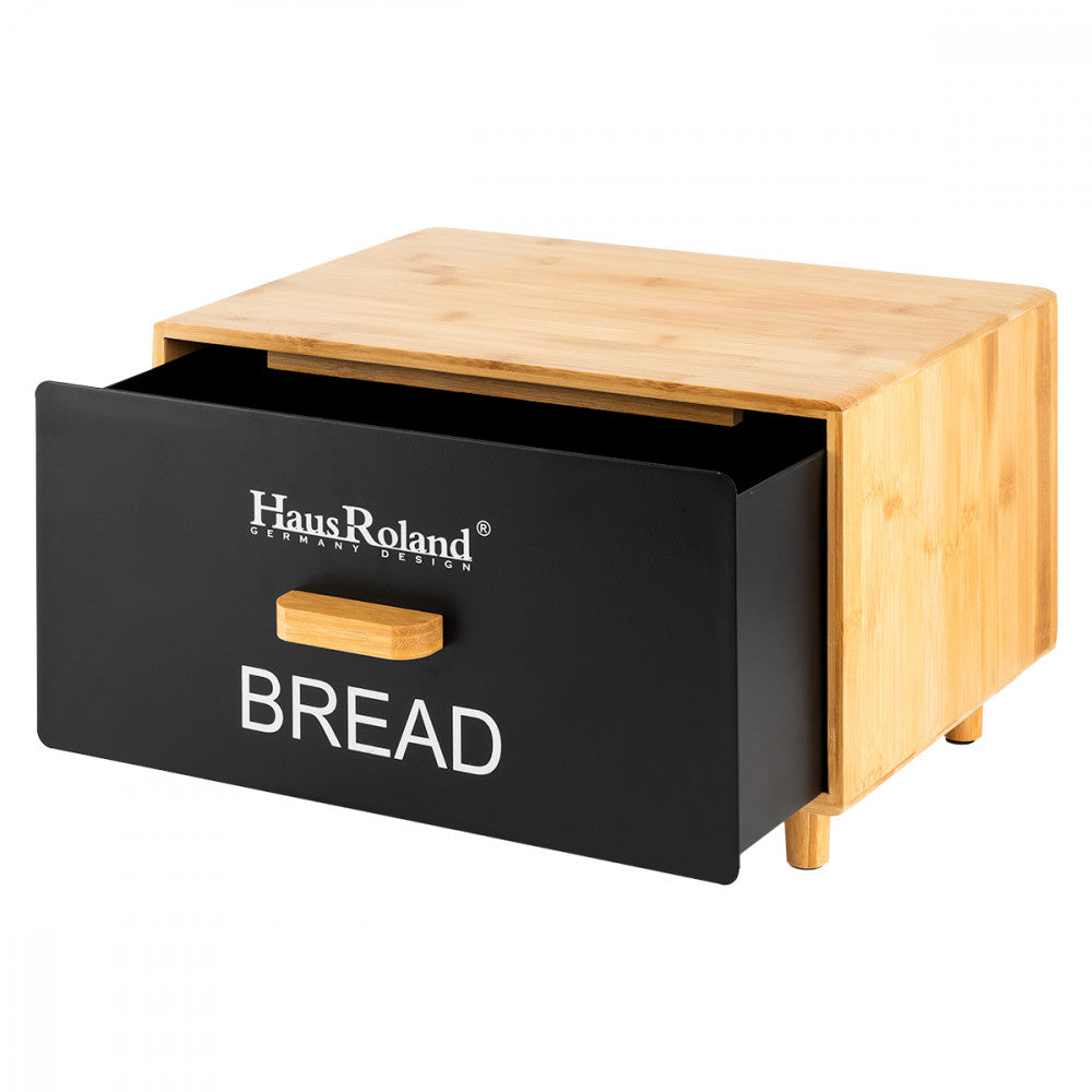 Luxury Matte Black Bread & Canister Set - Tea and Coffee Storage with Bamboo Lids