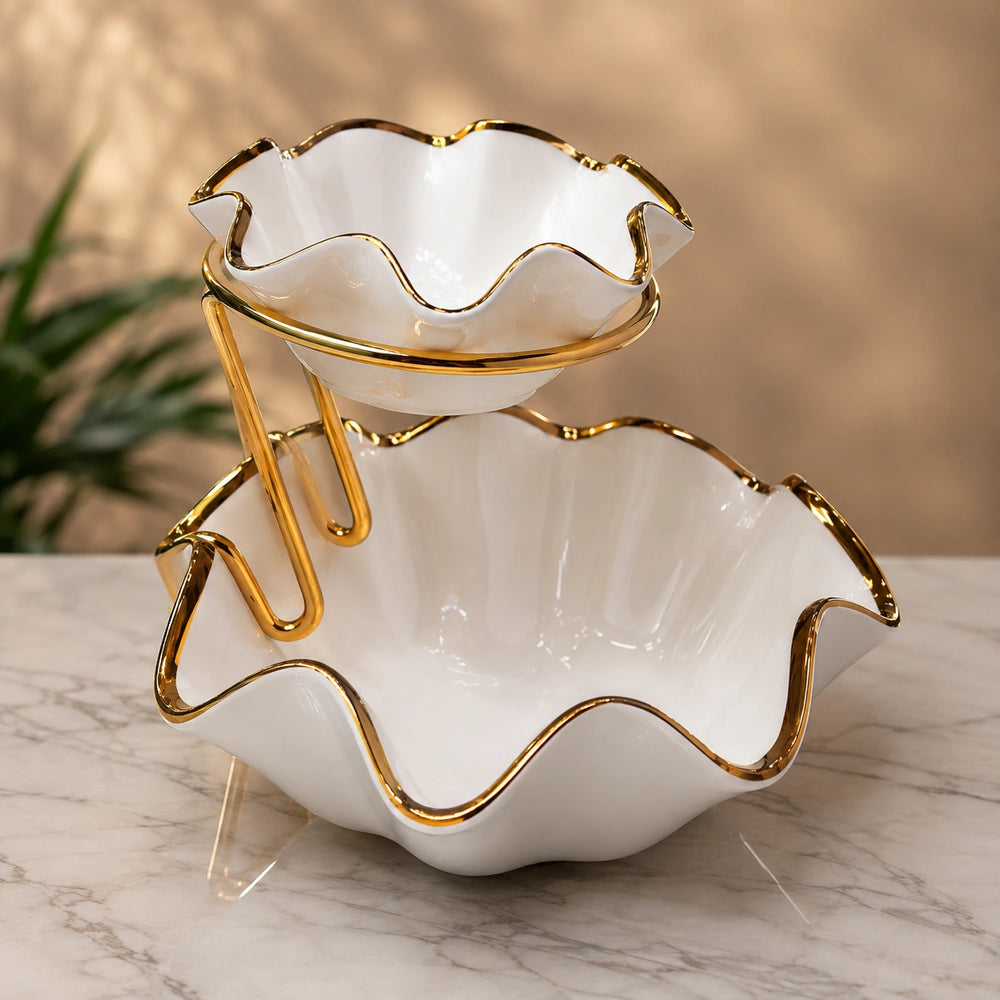 Elegant 2-Tier Serving Bowl Stand