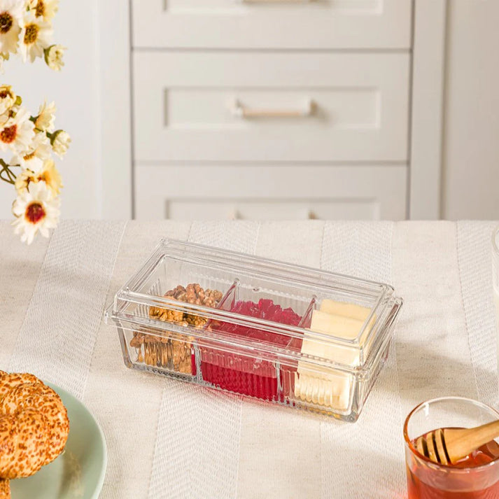 Limon Divido Glass Snack Tray with Lid