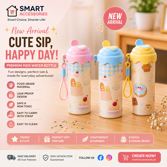 Cute Kids Leakproof Hot & Cold Flask Stainless Steel Water Bottle