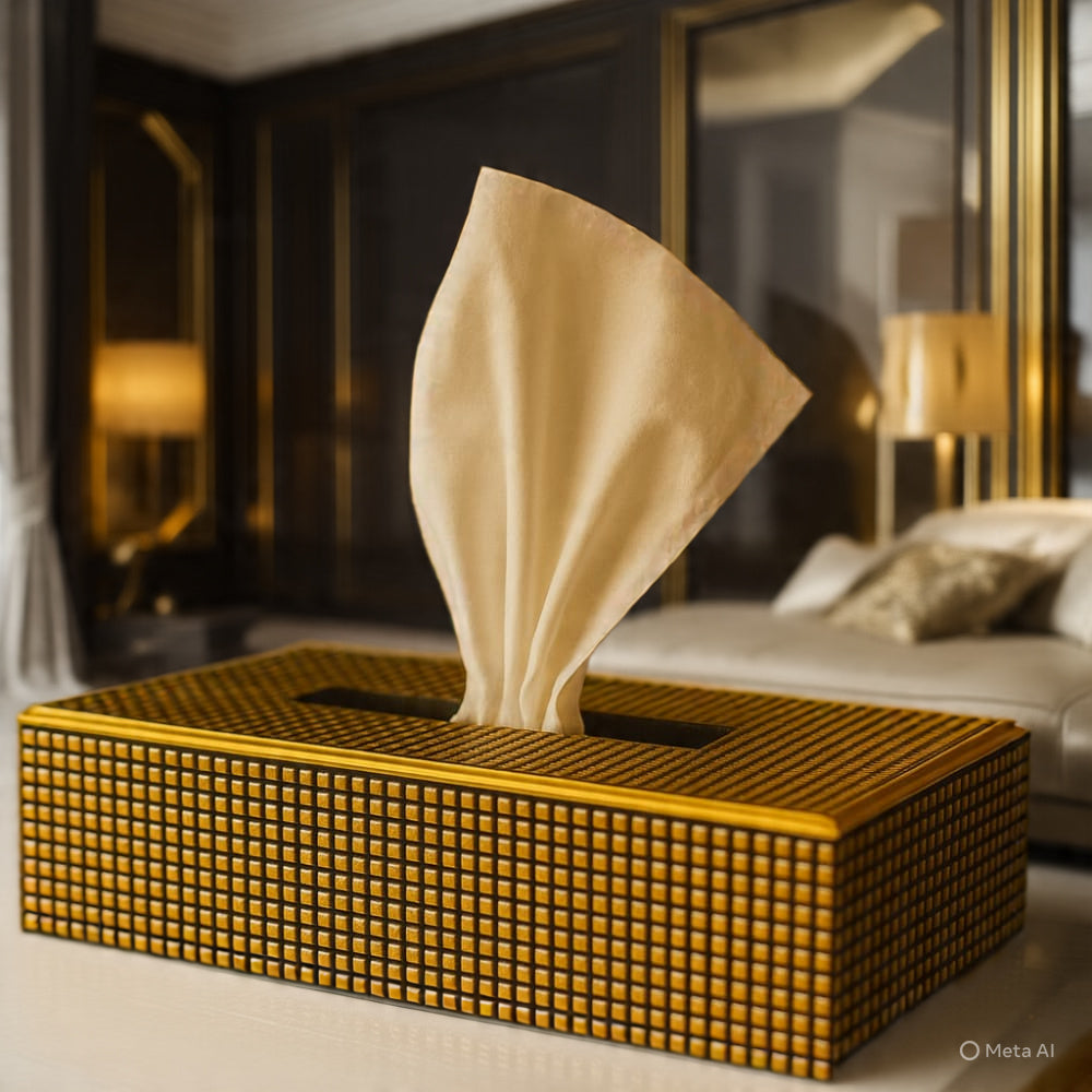 Luxurious Stylish Golden Tissue Box – Smart Accessories PK