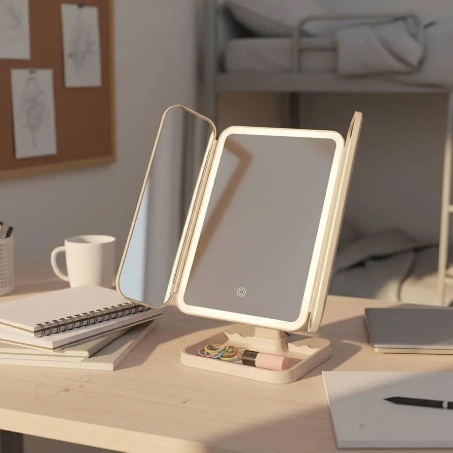 Tri-Fold Makeup LED Mirror