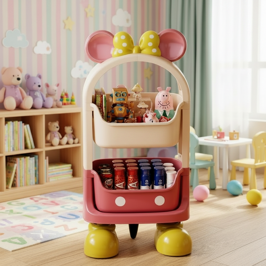 Multi-Layer Disney Mickey & Friends toy Storage Organizer Pink & Cream (2 Layer)