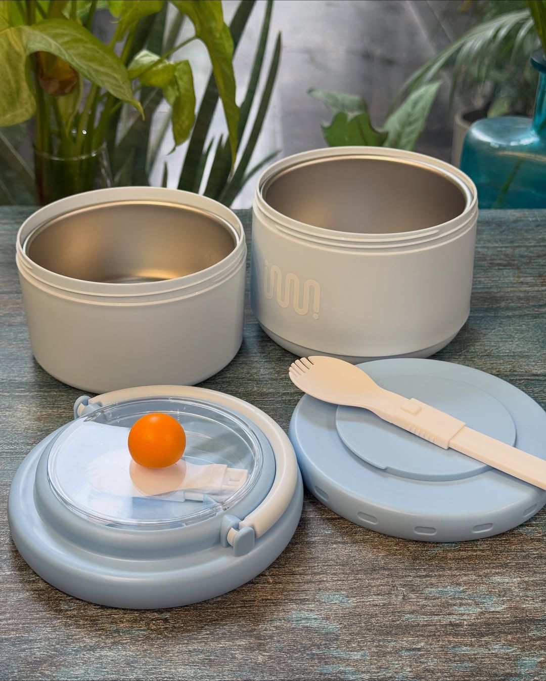 Stainless Steel Lunch Box with Foldable Spoon & Handle