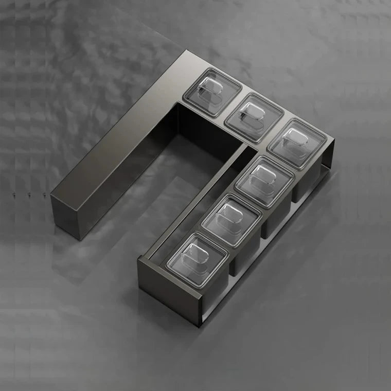 Luxurious Wall Mounted Metal Spice Rack With 6 Seasoning Box