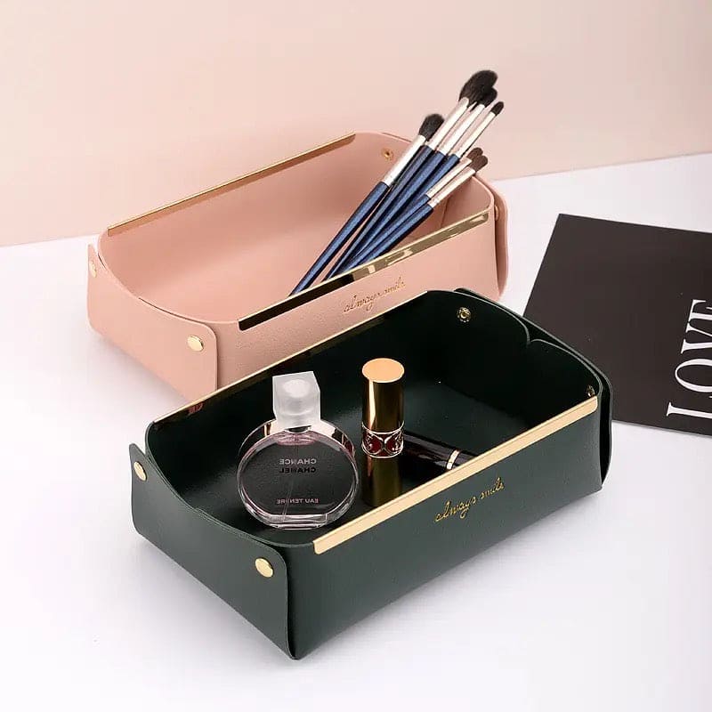 Premium Quality Desktop Leather Storage Tray Jewelry Organizer