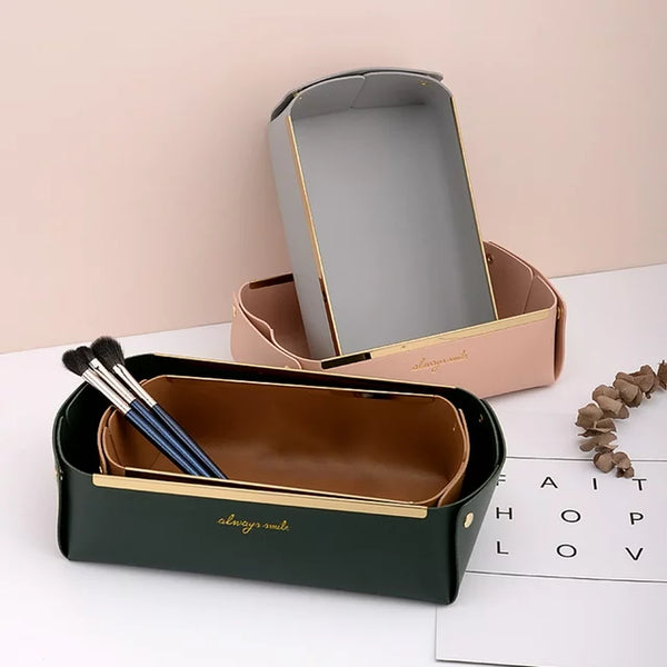 Premium Quality Desktop Leather Storage Tray Jewelry Organizer