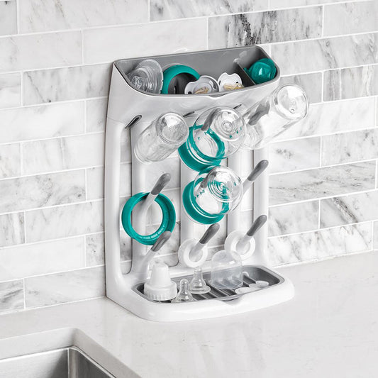 OXO Tot Space-Saving Baby Bottle Drying Rack, Compact Dish Drying Rack with Removable Trays