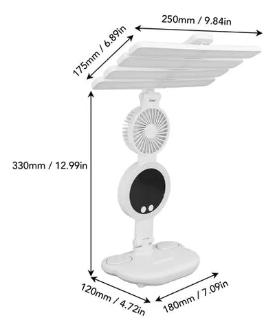 Rechargeable 3 In 1 LED Fan Desk Lamp
