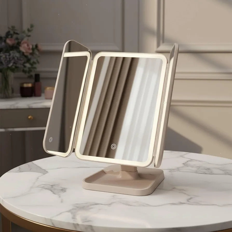 Tri-Fold Makeup LED Mirror