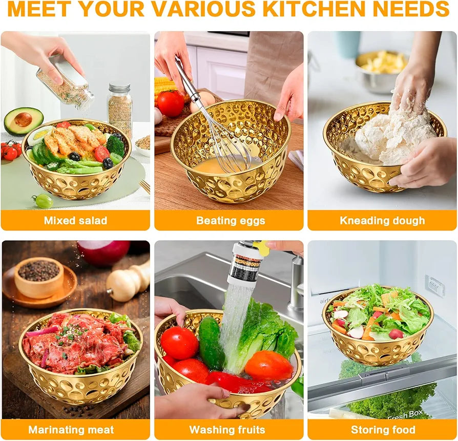 Golden Hammered Stainless Steel Bowl