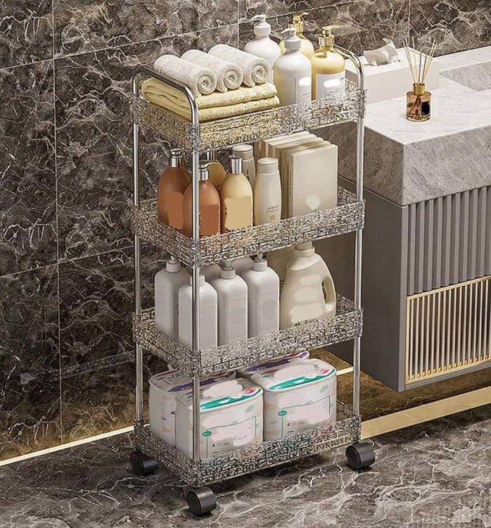 4 Tier Acrylic Multifunctional Kitchen And Bathroom Storage Trolley
