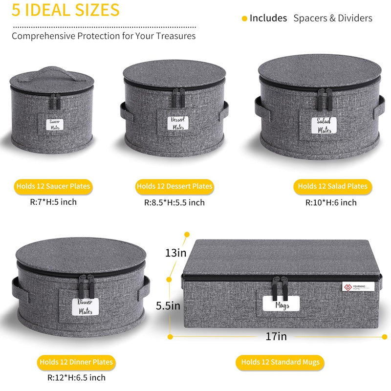 5Pcs Foldable Dinnerware Storage Organizer Set