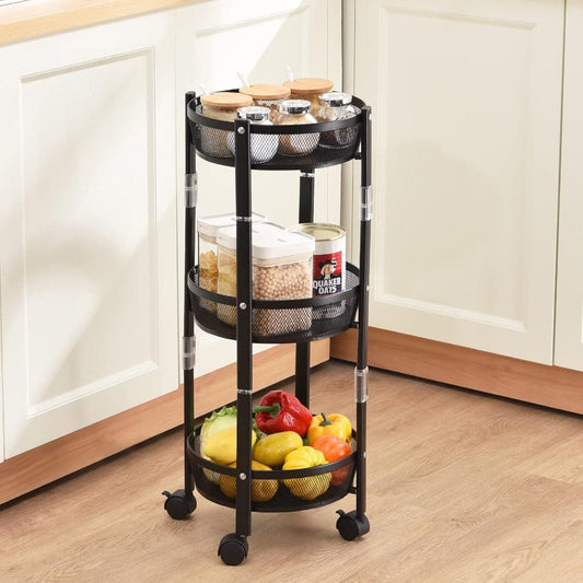 3 Layer Folding Storage Cart Trolley With Wheels
