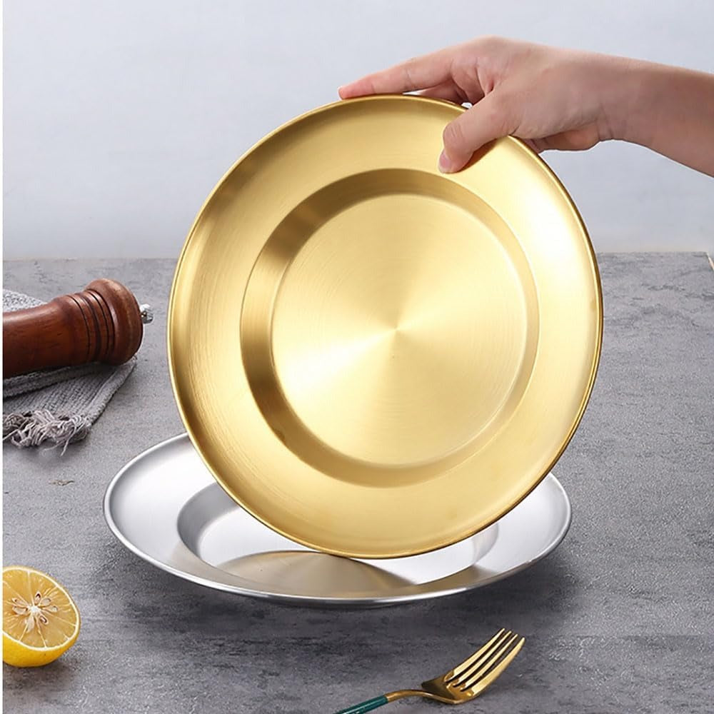 Luxury Round Stainless Steel Serving Plate
