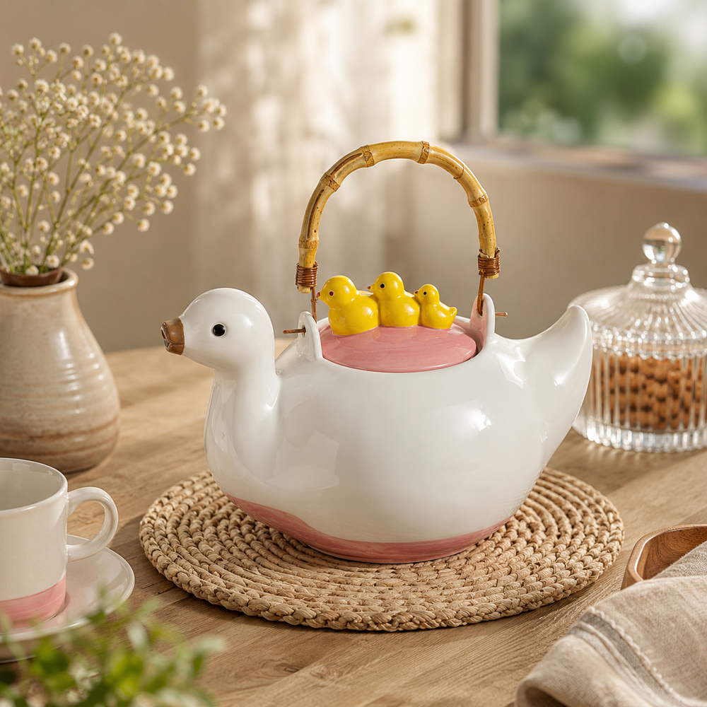 Duck Shape Ceramic Tea Cattle With Handle